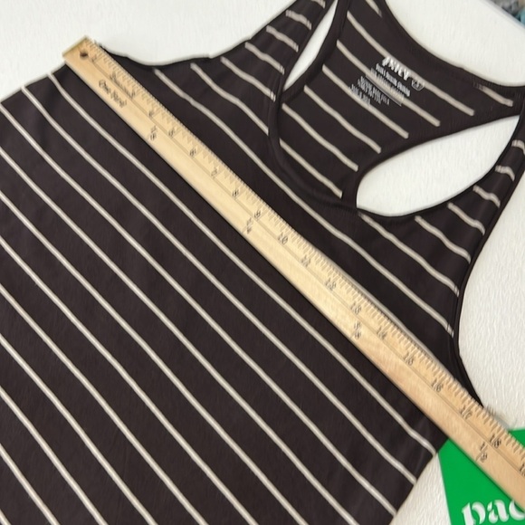 Pact Sz Small Brown Stripe Crop Tank Top Relaxed Organic Cotton NWT - Picture 6 of 7